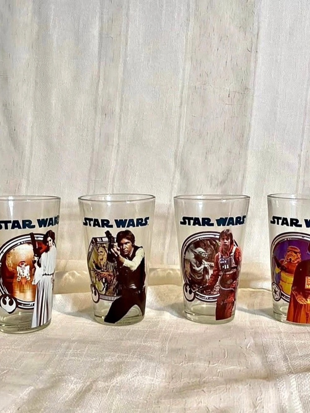 2012 Star Wars Vandor Glass Tumblers Set of 4 Leia Han Luke Vader